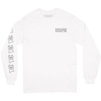 Meow Big Cat Long Sleeve T-Shirt White