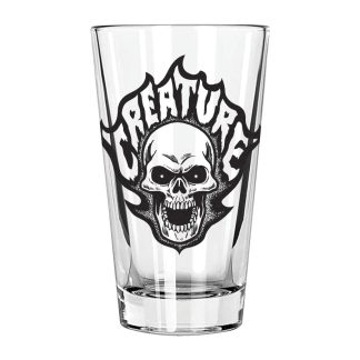 Creature Bonehead Flame Pint Glass Clear w/Black