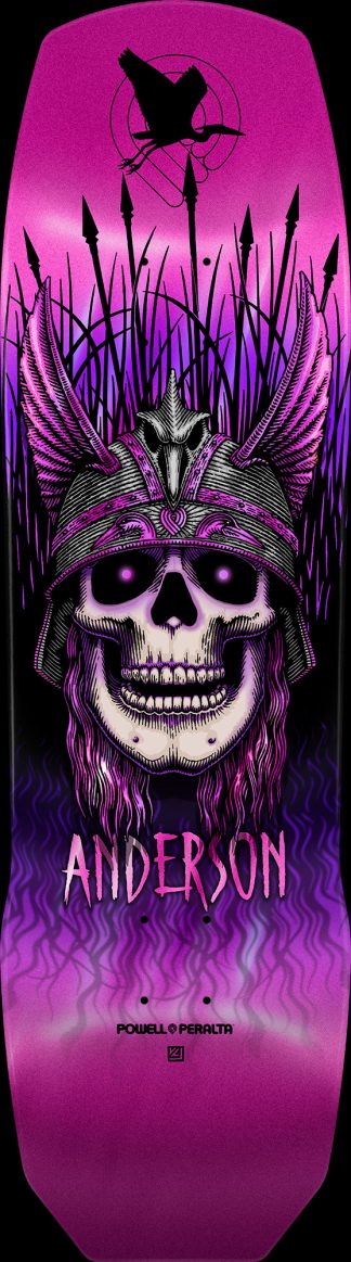Powell Peralta Pro Andy Anderson Heron 7-Ply Maple Skateboard Deck Pink Foil - 9.13 x 32.8
