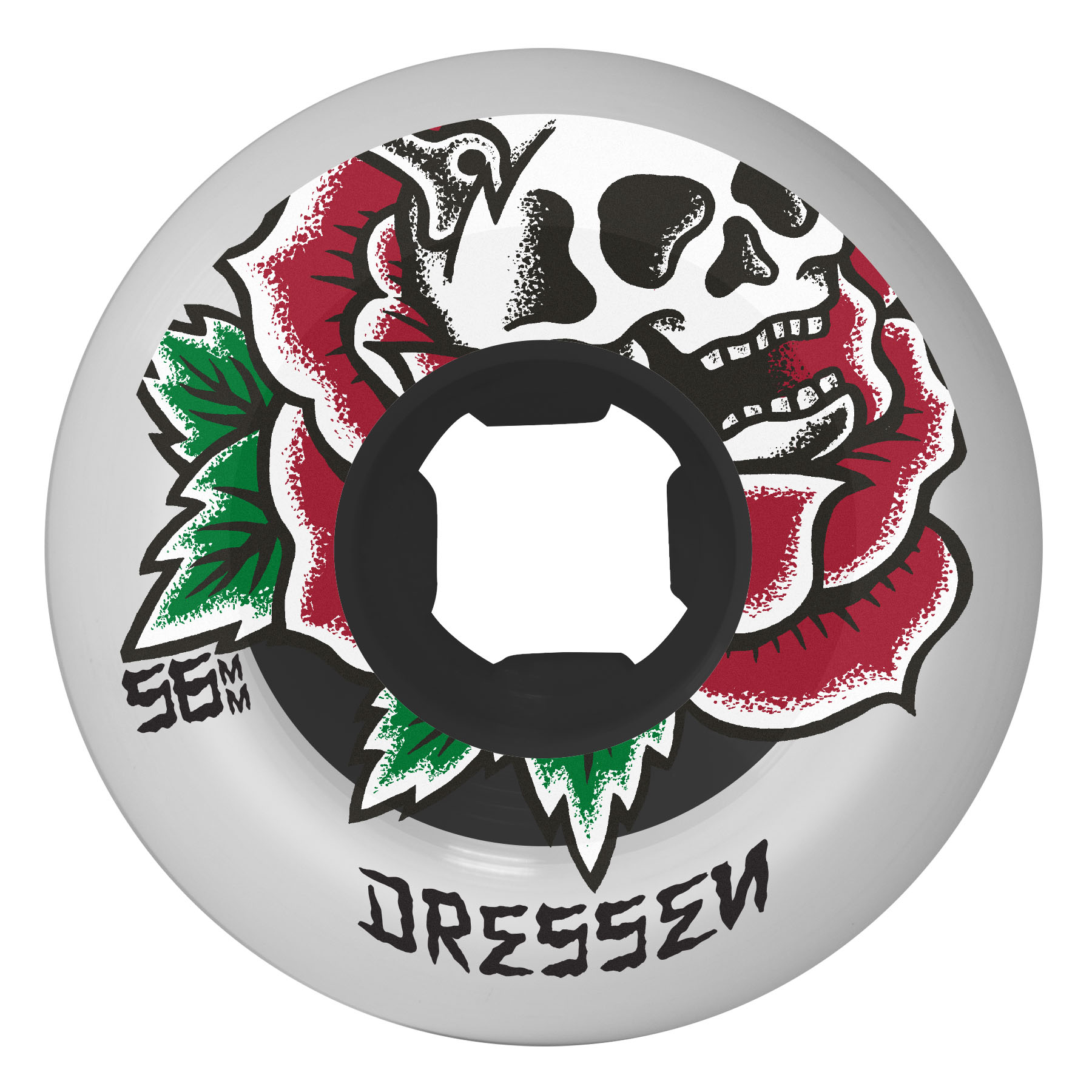 OJ Wheels 56mm Eric Dressen Rose Skull Double Duro White Black Chubbies 99a/95a